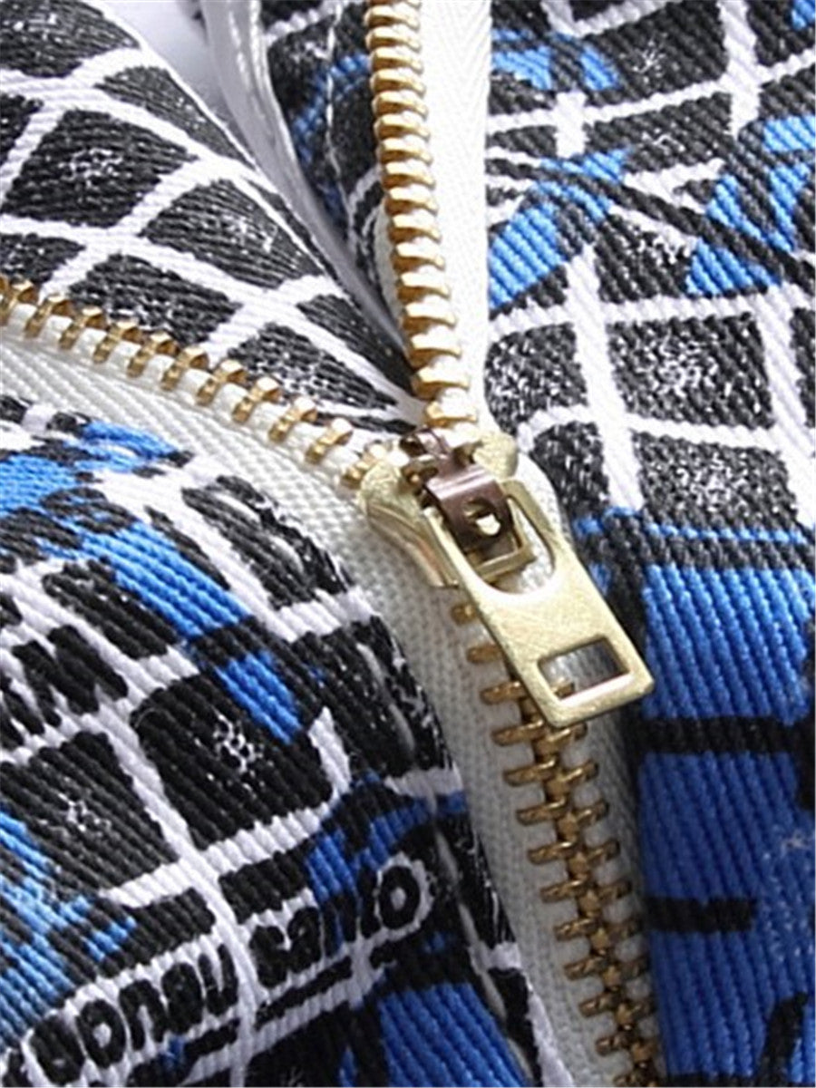 LONGBIDA Plaid Letters Digital Print Patchwork Jeans Men Fashion Slim