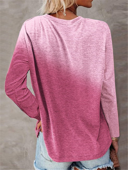 LONGBIDA Fashion Pocket Oversized Women T Shirt Casual Contrast Color