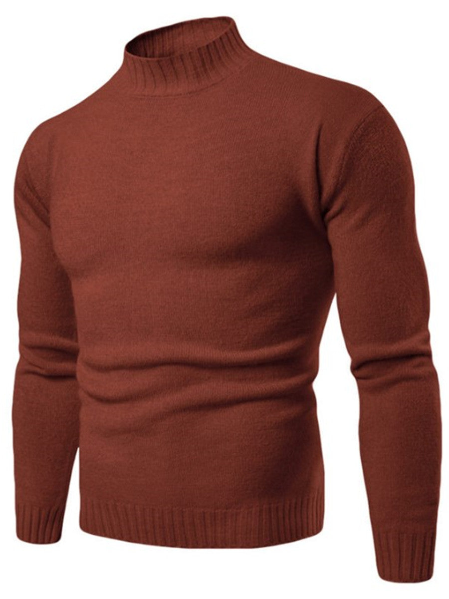LONGBIDA Men Turtleneck Fashion Pullover Sweaters Knitwears Slim