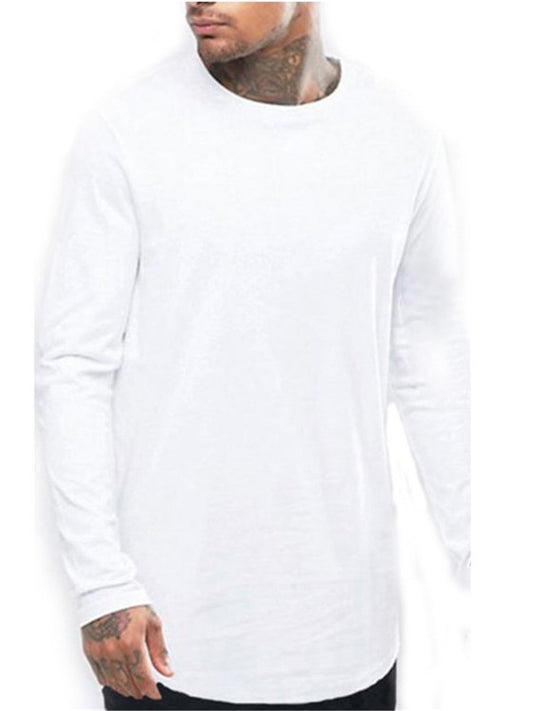 LONGBIDA Mens Casual Loose Hip Hop T Shirt Zipper Split Long Sleeve