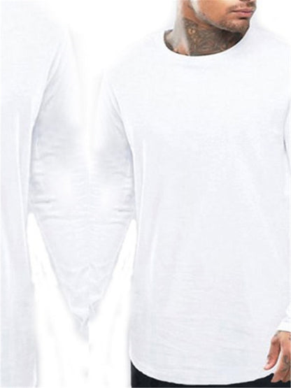 LONGBIDA Mens Casual Loose Hip Hop T Shirt Zipper Split Long Sleeve