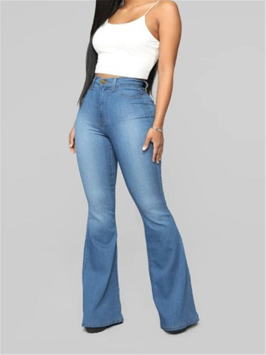 LONGBIDA Women Bell Bottoms Denim Pants Fahsion Full Length Causal Sexy