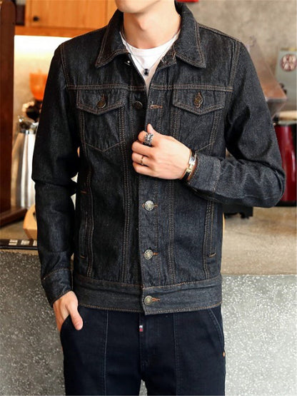 LONGBIDA Casual Jacket Men Slim Fit Cotton Outwear Long Sleeve