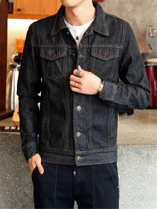 LONGBIDA Casual Jacket Men Slim Fit Cotton Outwear Long Sleeve