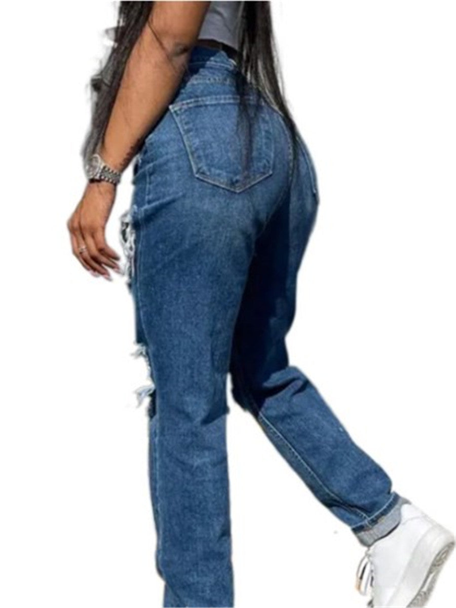 LONGBIDA Women Baggy Ripped Jeans Punk High Waist Mom Boyfriend Style