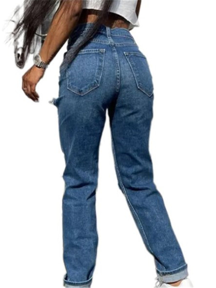 LONGBIDA Women Baggy Ripped Jeans Punk High Waist Mom Boyfriend Style