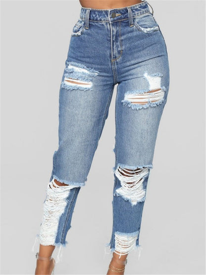 LONGBIDA Women Casual Ripped Jeans Sexy Stretch Skinny Boyfriend Style