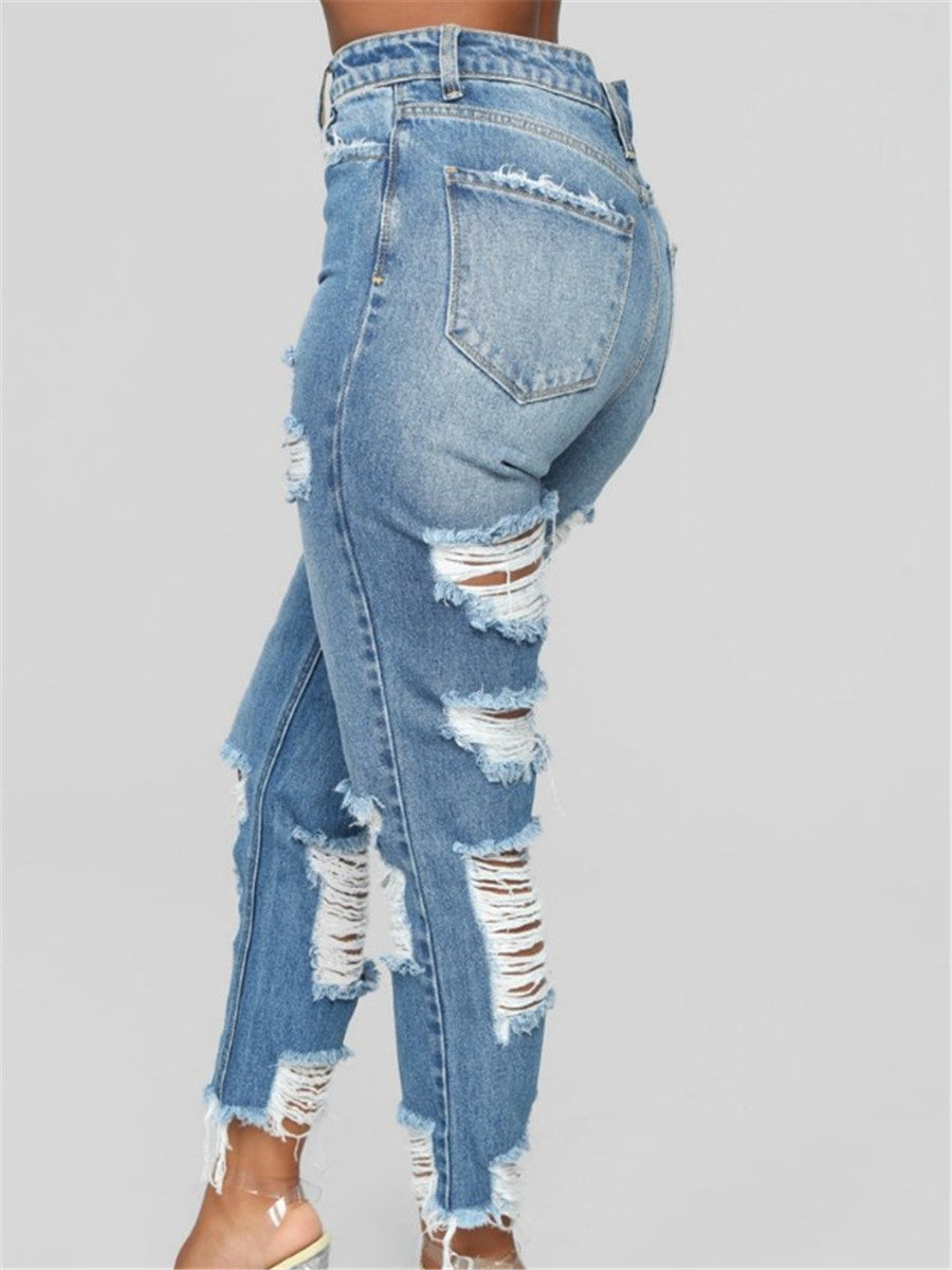 LONGBIDA Women Casual Ripped Jeans Sexy Stretch Skinny Boyfriend Style