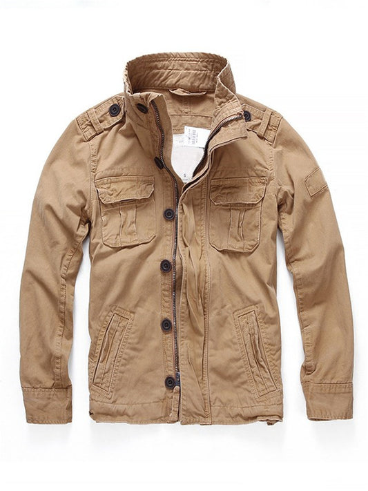 LONGBIDA Fashion Jacket Denim Retro Multi-pockets Men Cowboy