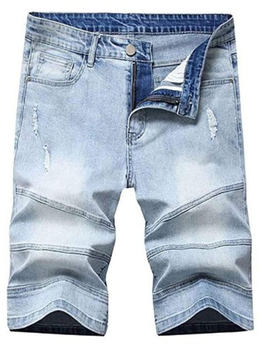 LONGBIDA Relaxed Fit Five Pocket Men Ripped Distressed Jeans Shorts