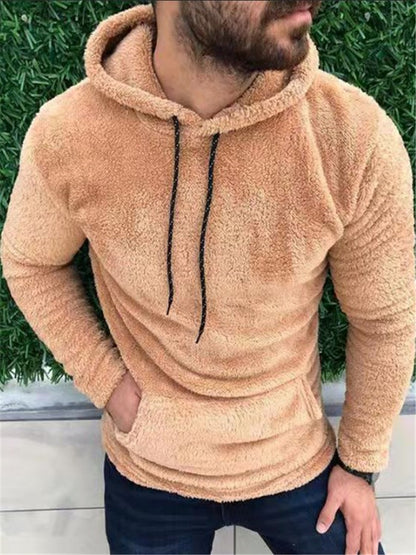 LONGBIDA Fleece Mens Hoodies Casual Warm Pocket Plush Oversized