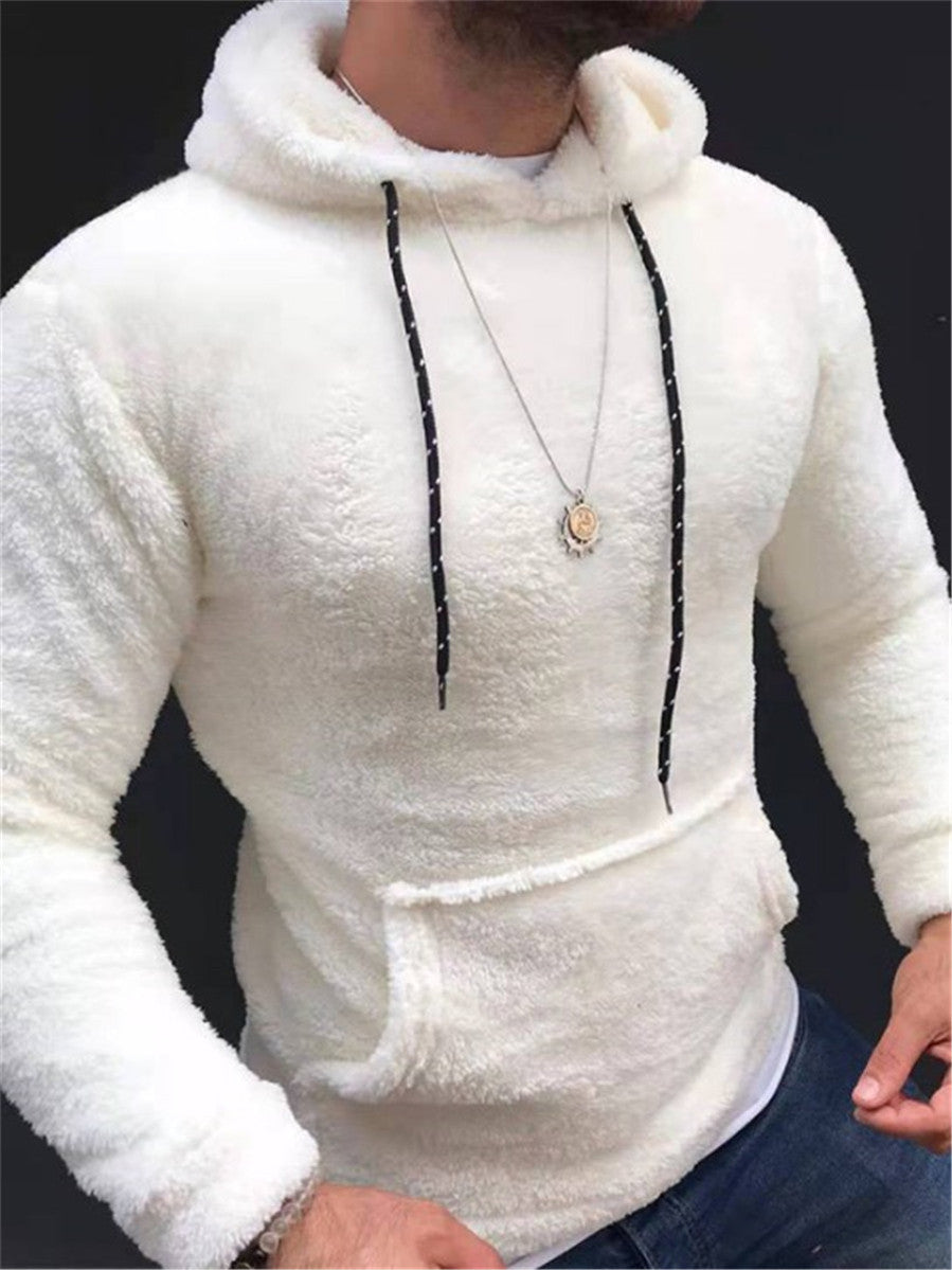 LONGBIDA Fleece Mens Hoodies Casual Warm Pocket Plush Oversized