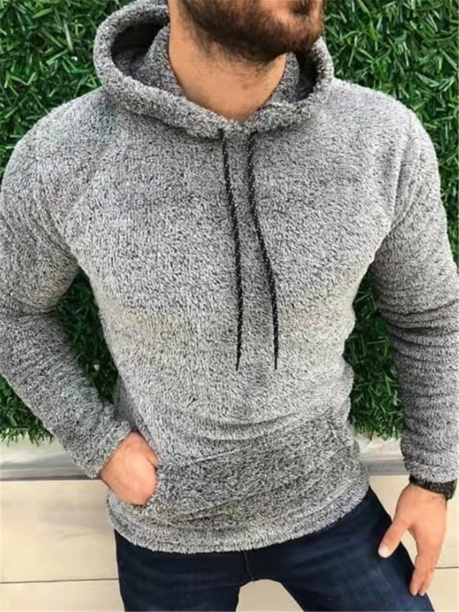 LONGBIDA Fleece Mens Hoodies Casual Warm Pocket Plush Oversized