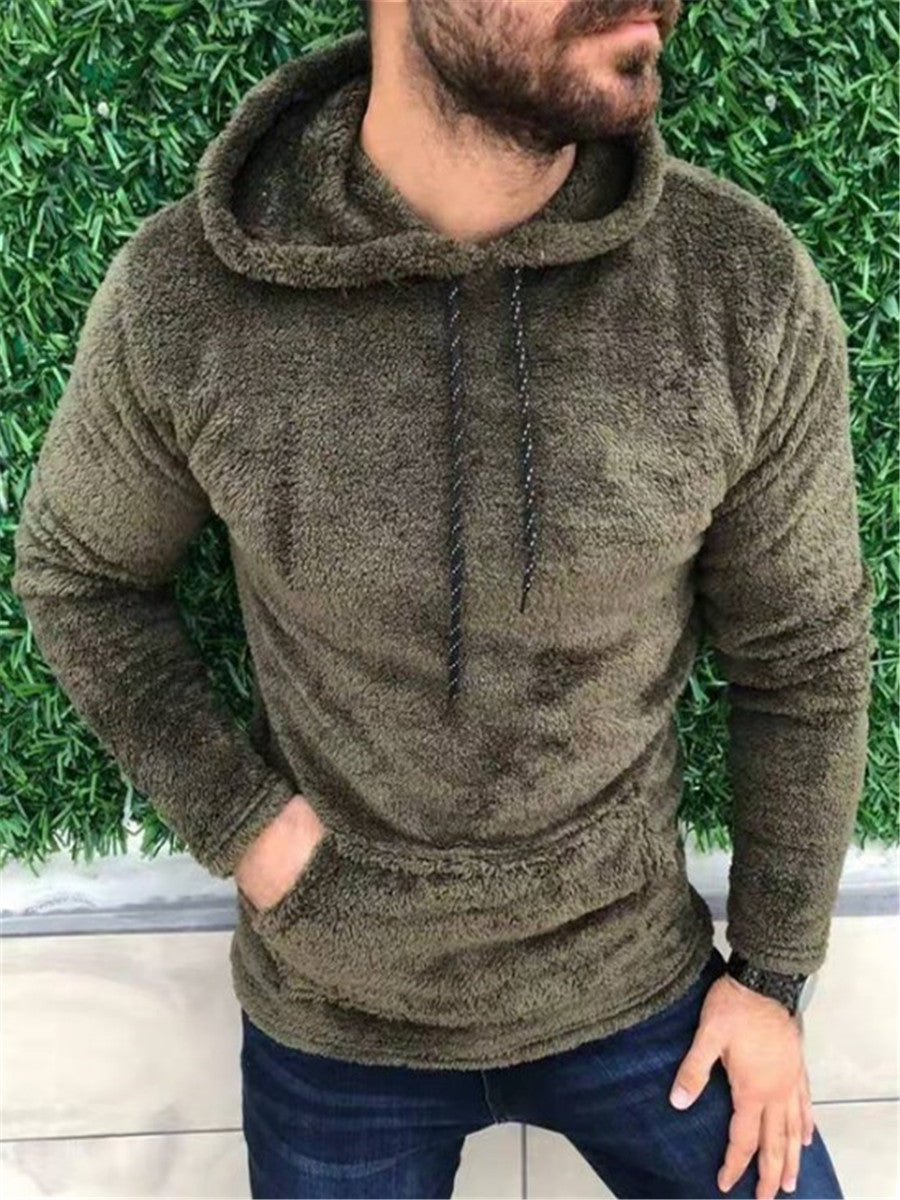 LONGBIDA Fleece Mens Hoodies Casual Warm Pocket Plush Oversized