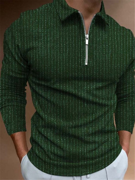 LONGBIDA Polo Shirt Zipper Design Mens Streetwear Casual Fashion