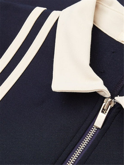 LONGBIDA Polo Shirt Zipper Design Mens Streetwear Casual Fashion