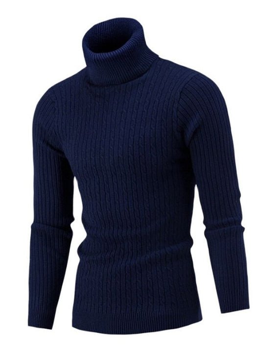 LONGBIDA Mens Turtleneck Sweater Pullovers Knitted Warm Slim Fit Casual