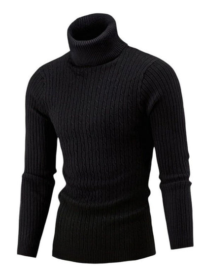 LONGBIDA Mens Turtleneck Sweater Pullovers Knitted Warm Slim Fit Casual