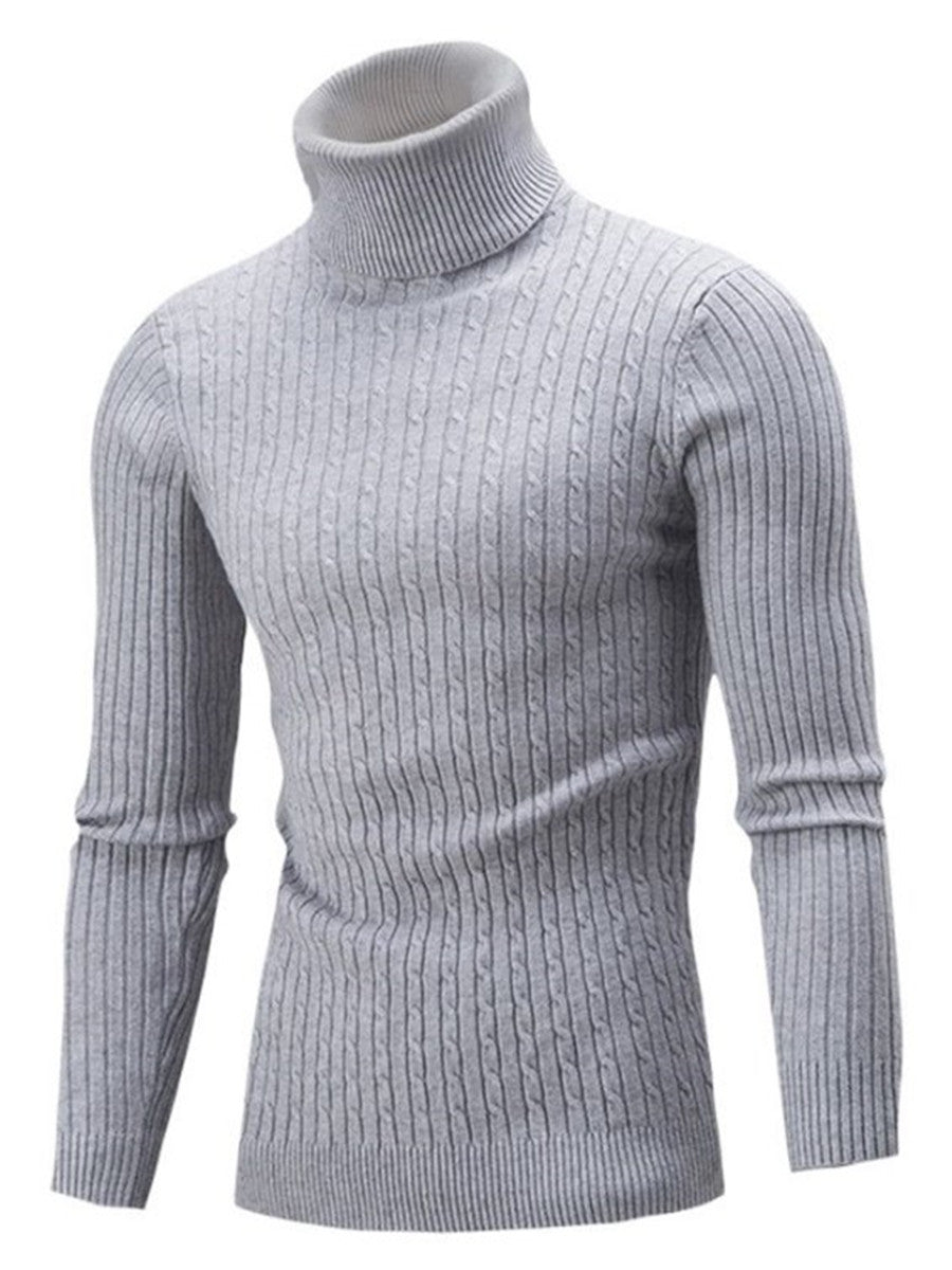 LONGBIDA Mens Turtleneck Sweater Pullovers Knitted Warm Slim Fit Casual