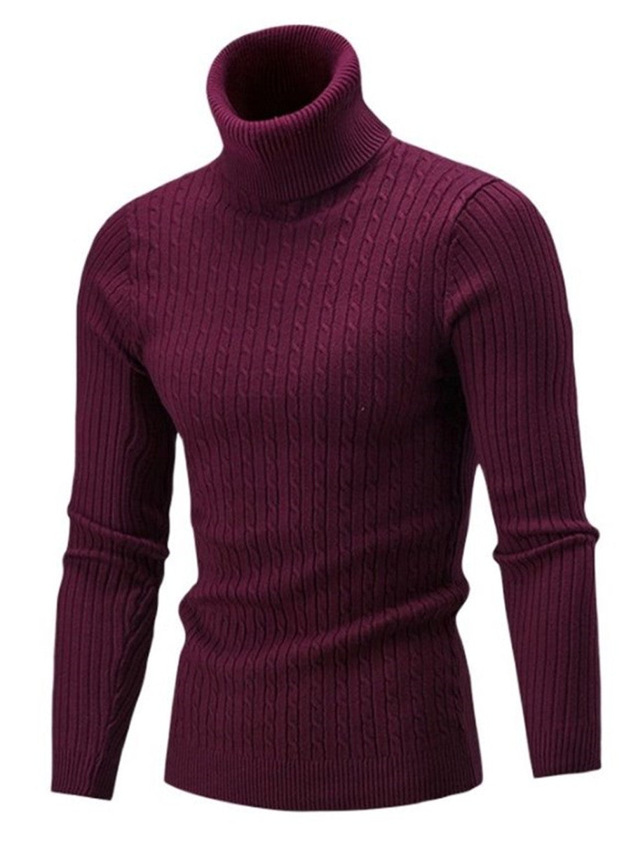 LONGBIDA Mens Turtleneck Sweater Pullovers Knitted Warm Slim Fit Casual