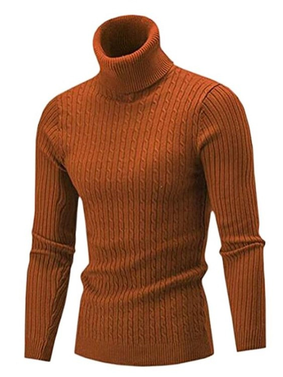 LONGBIDA Mens Turtleneck Sweater Pullovers Knitted Warm Slim Fit Casual