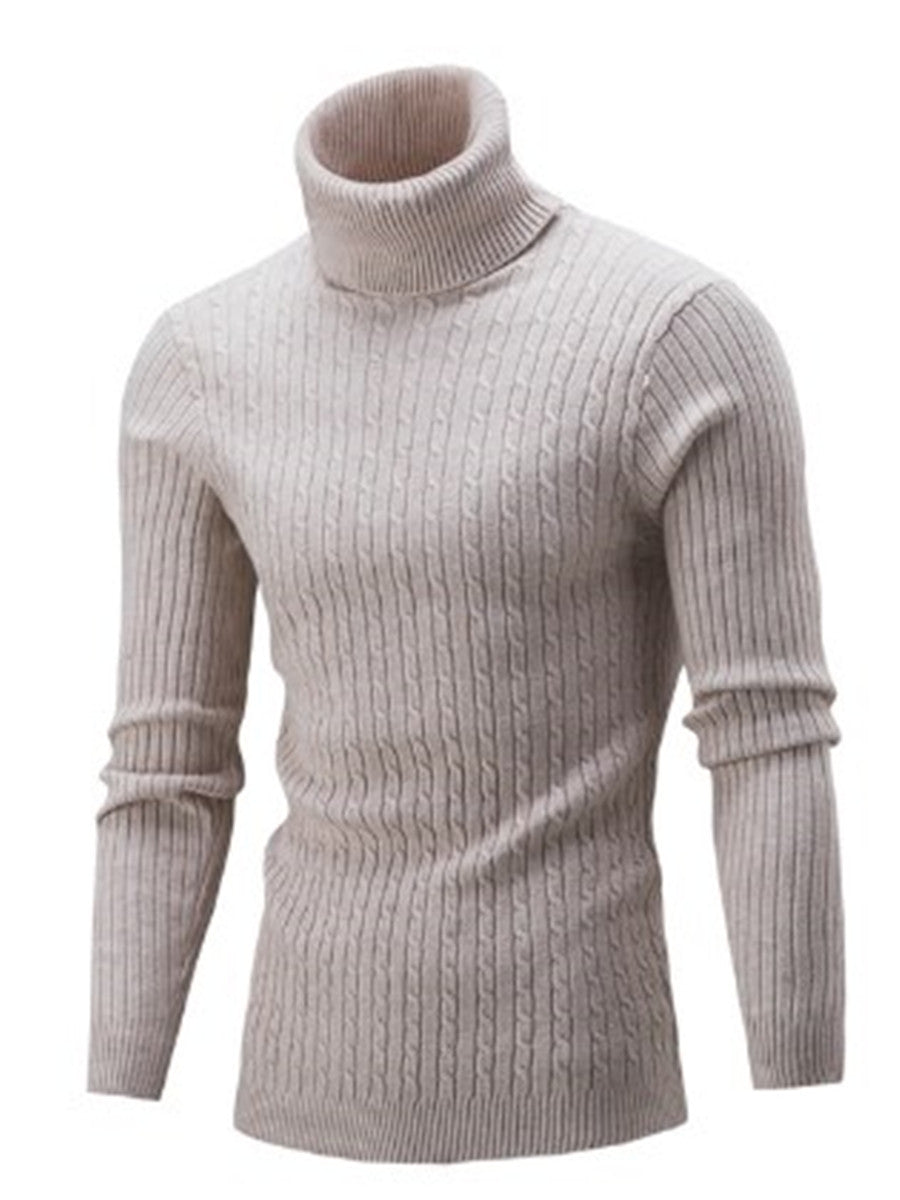 LONGBIDA Mens Turtleneck Sweater Pullovers Knitted Warm Slim Fit Casual