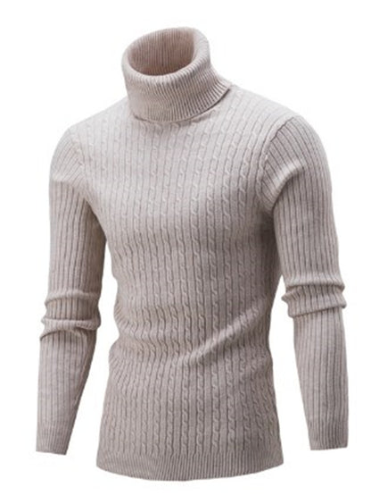 LONGBIDA Mens Turtleneck Sweater Pullovers Knitted Warm Slim Fit Casual