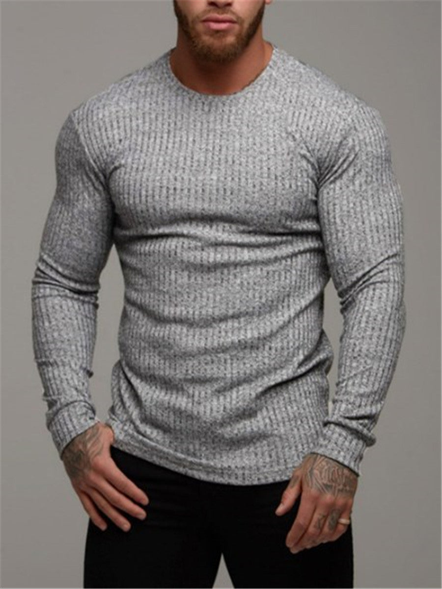 LONGBIDA Fashion Men T Shirt Sweater Slim Fit Knittwear Pullovers Fitness