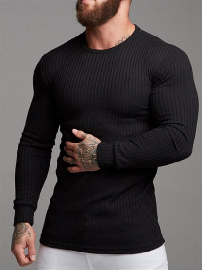 LONGBIDA Fashion Men T Shirt Sweater Slim Fit Knittwear Pullovers Fitness