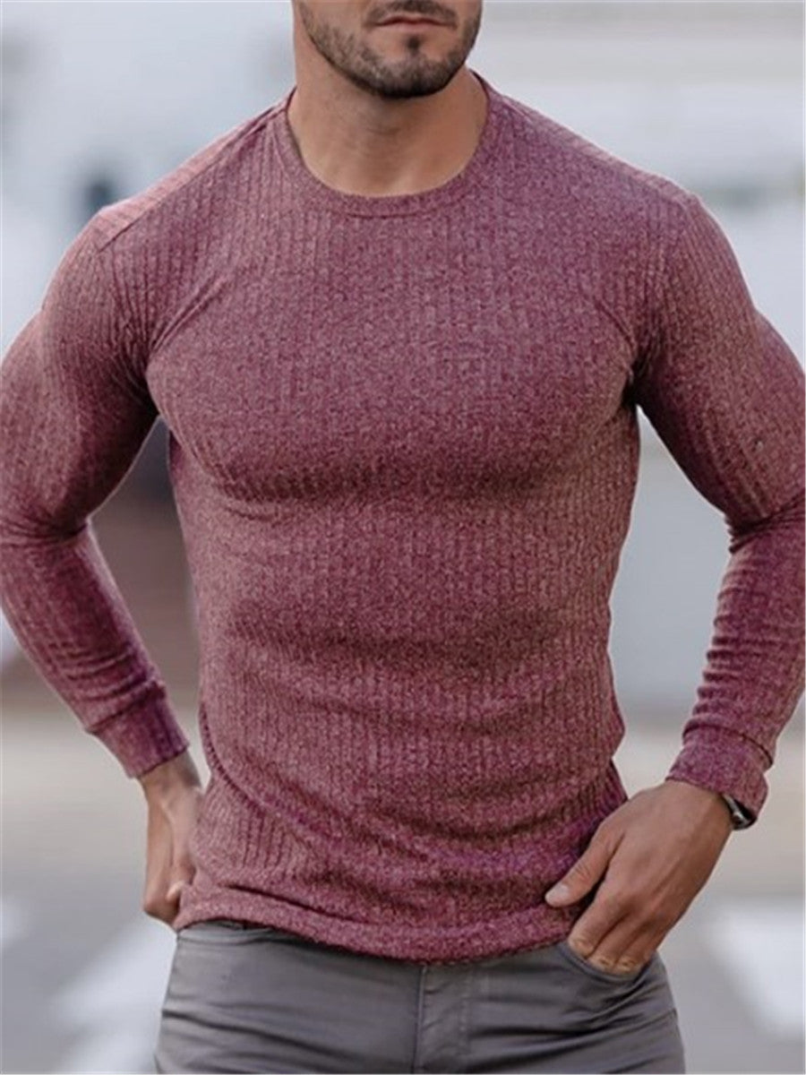 LONGBIDA Fashion Men T Shirt Sweater Slim Fit Knittwear Pullovers Fitness