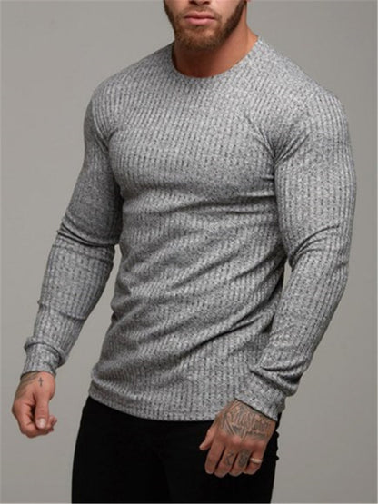 LONGBIDA Fashion Men T Shirt Sweater Slim Fit Knittwear Pullovers Fitness