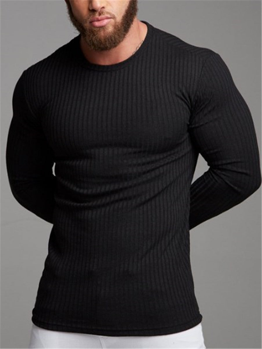LONGBIDA Fashion Men T Shirt Sweater Slim Fit Knittwear Pullovers Fitness