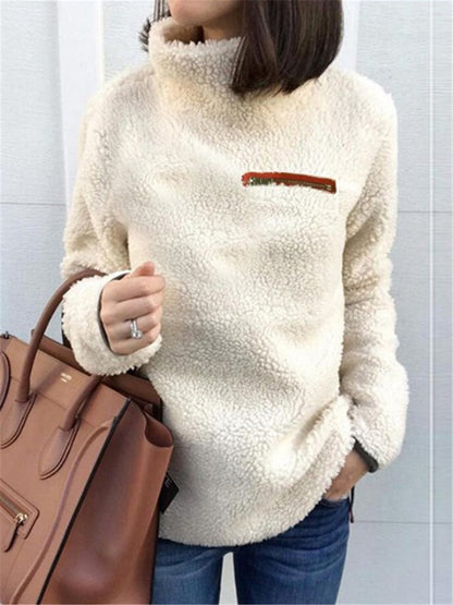 LONGBIDA Women Fleece Hoodie Sweatshirts Turtleneck Pullover