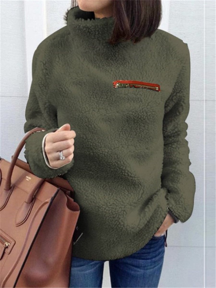 LONGBIDA Women Fleece Hoodie Sweatshirts Turtleneck Pullover