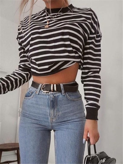 LONGBIDA Hoodie Sweatshirt Jumper Crop Top Sports Women Pullover