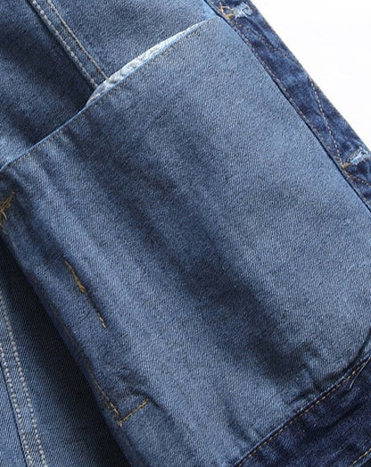 LONGBIDA Men Tie Dye Denim Jacket Casual Pockets Cotton Jean Coat