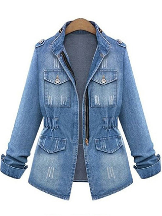 LONGBIDA Stand Collar Jacket Women Casual Fashionable Wear