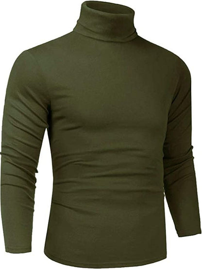 LONGBIDA Casual Men Turtleneck T-Shirt Slim Fit Lightweight Long Sleeve Pullover