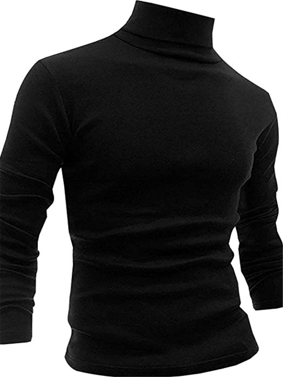 LONGBIDA Turtleneck T-Shirt Men Slim Fit Lightweight Long Sleeve Pullover Top