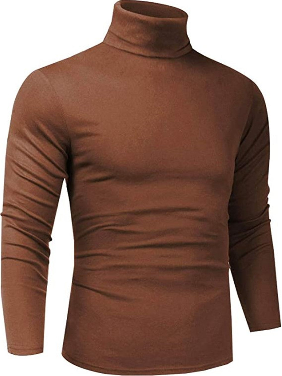 LONGBIDA Turtleneck T-Shirt Men Slim Fit Lightweight Long Sleeve Pullover Top