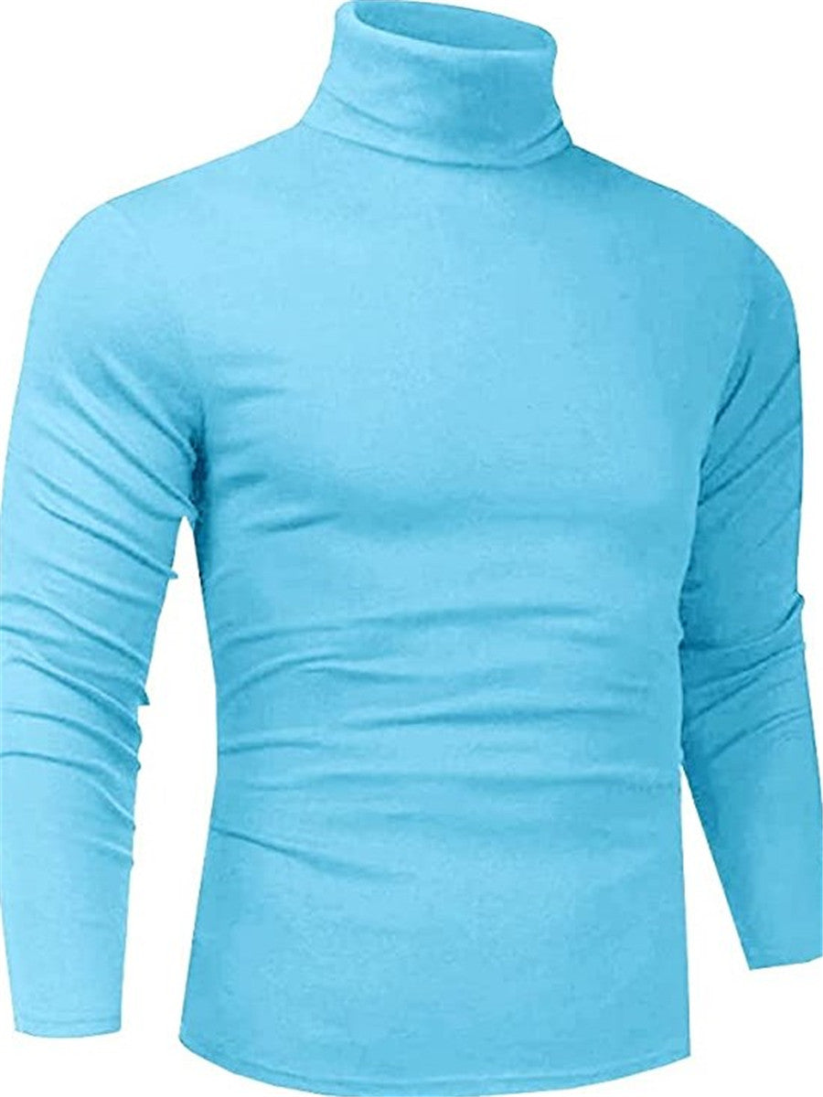 LONGBIDA Mens Turtleneck T-Shirt Slim Fit Lightweight Long Sleeve Pullover Top