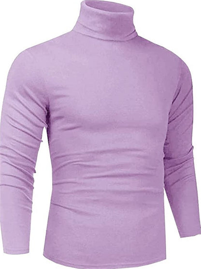 LONGBIDA Mens Turtleneck T-Shirt Slim Fit Lightweight Long Sleeve Pullover Top