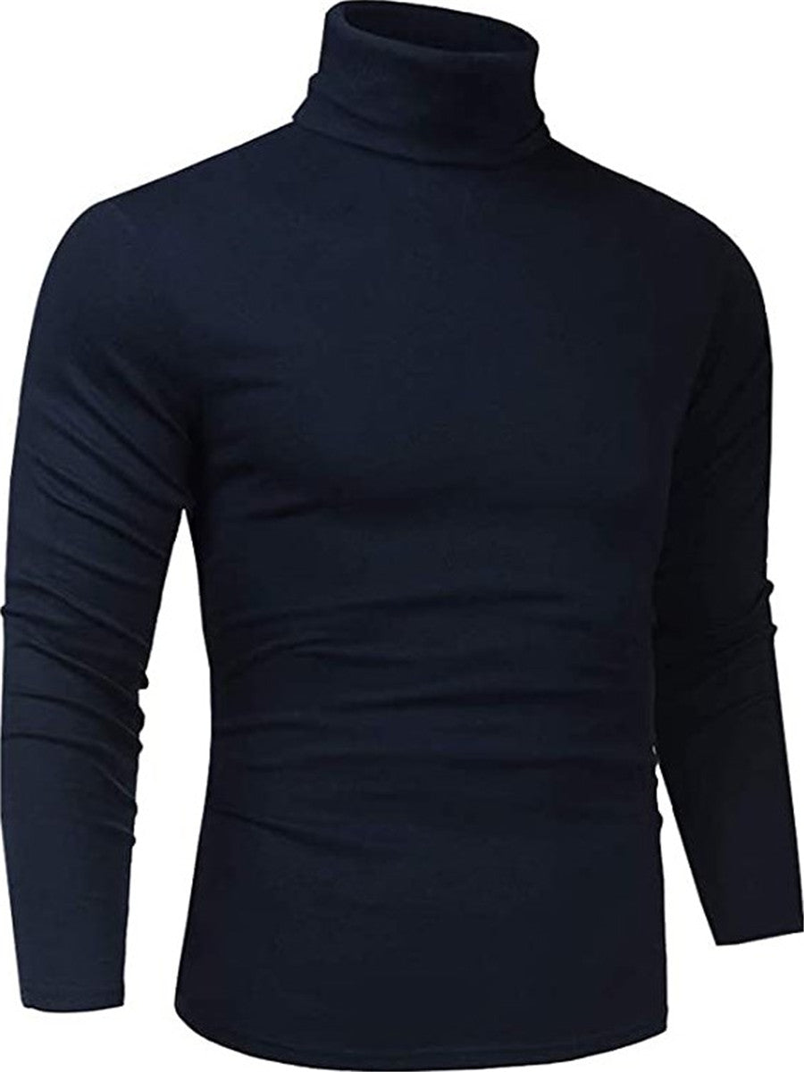 LONGBIDA Turtleneck T-Shirt Men Slim Fit Lightweight Long Sleeve Pullover Top