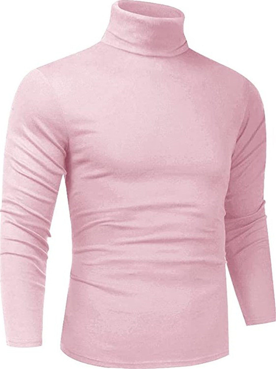 LONGBIDA Turtleneck T-Shirt Men Slim Fit Lightweight Long Sleeve Pullover Top