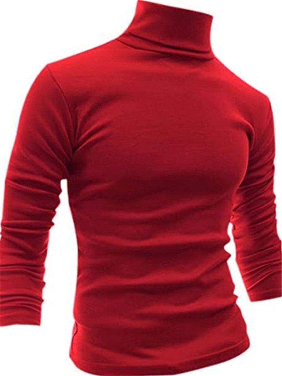 LONGBIDA Turtleneck T-Shirt Men Slim Fit Lightweight Long Sleeve Pullover Top