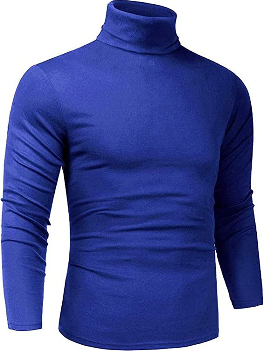 LONGBIDA Casual Men Turtleneck T-Shirt Slim Fit Lightweight Long Sleeve Pullover