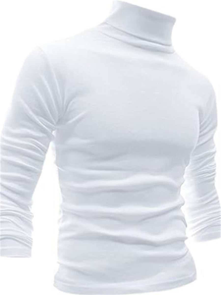 LONGBIDA Turtleneck T-Shirt Men Slim Fit Lightweight Long Sleeve Pullover Top