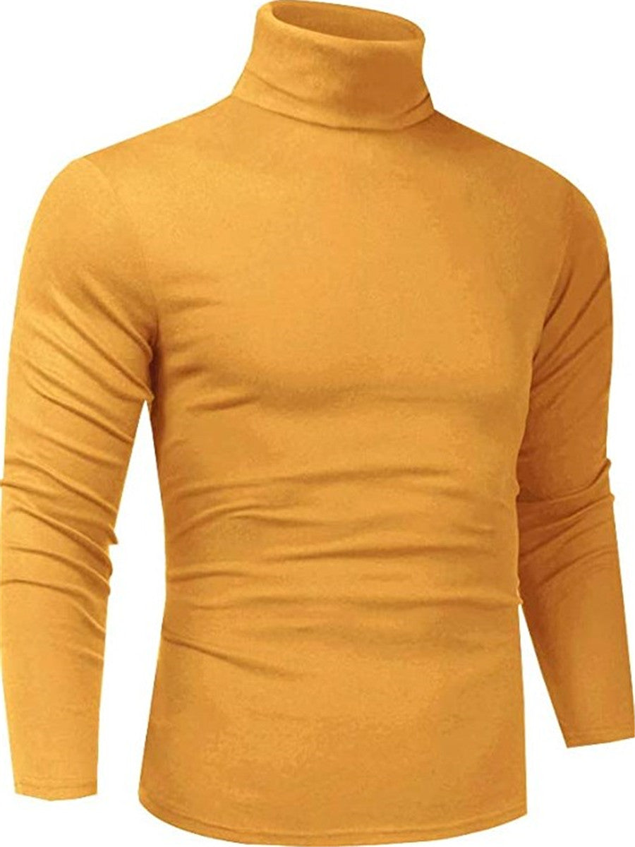 LONGBIDA Mens Turtleneck T-Shirt Slim Fit Lightweight Long Sleeve Pullover Top