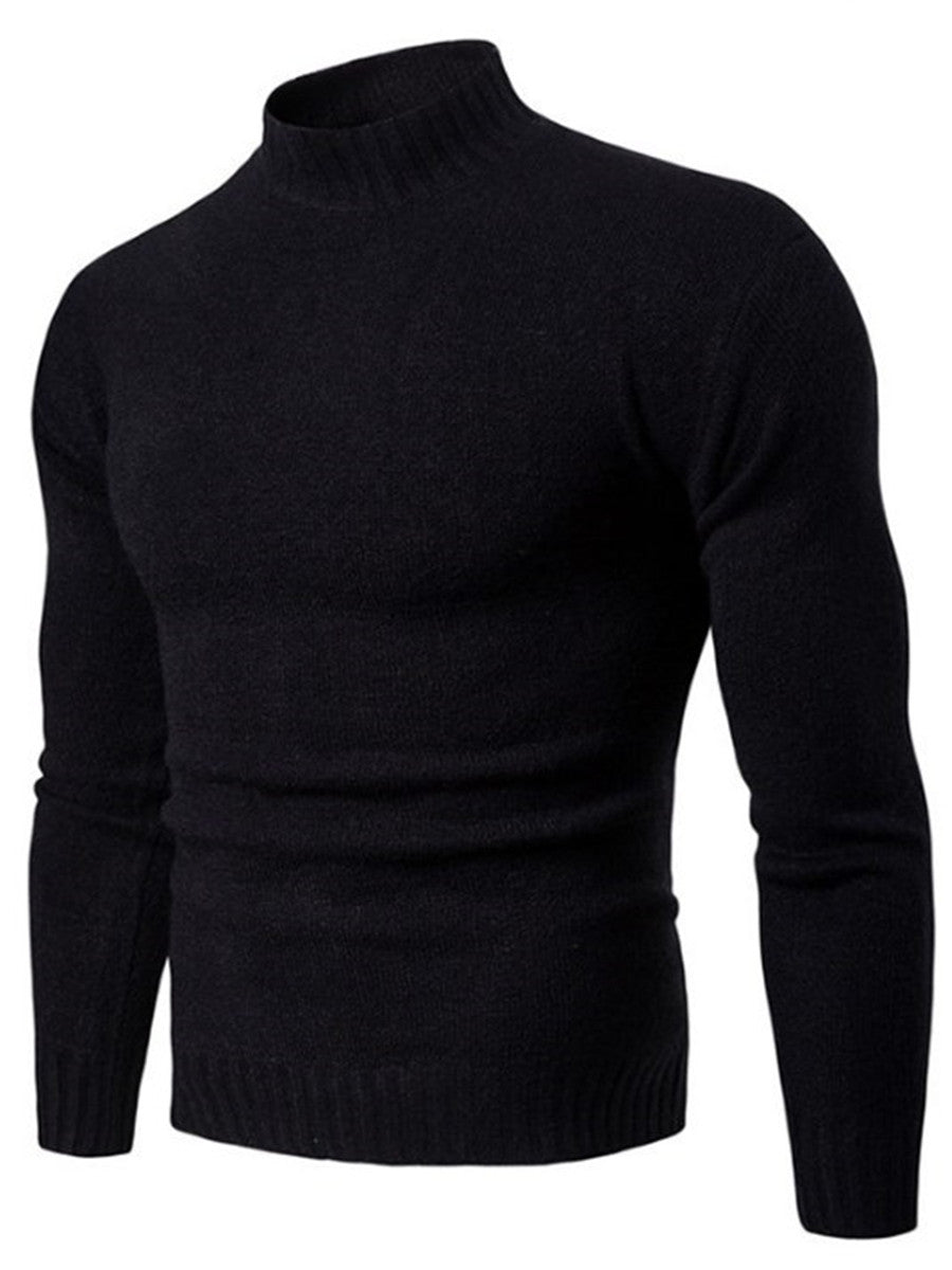 LONGBIDA Men Turtleneck Fashion Pullover Sweaters Knitwears Slim