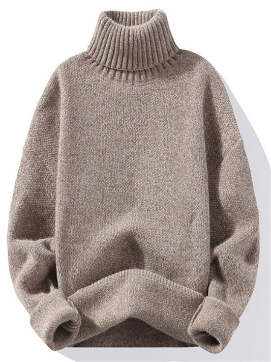 LONGBIDA Mens Warm Turtleneck Sweaters Slim Knitted High Neck Pullovers